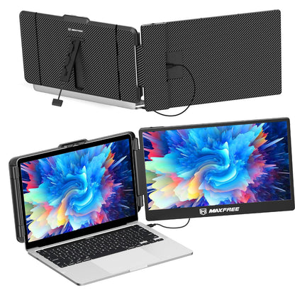 Maxfree S1 Laptop Screen Extender - 14'' Laptop Monitor Extender Plug & Play, 1080P FHD Portable Monitor for 13-17'' Laptops, Compatible with macOS/Windows/Dex/Android/Switch/PS5
