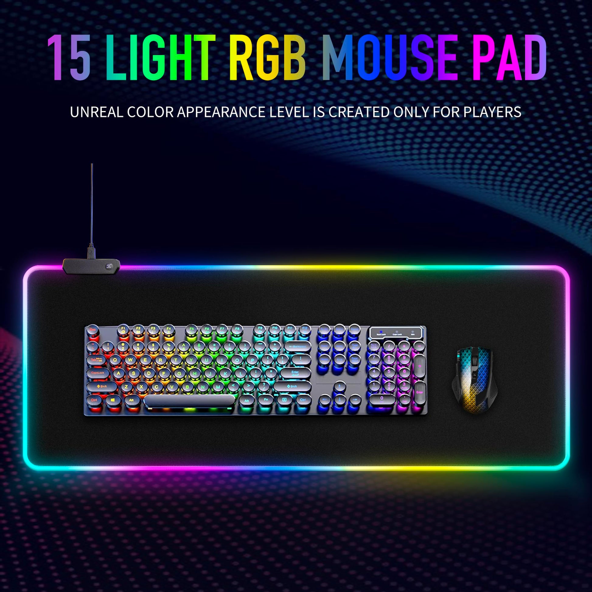 Large RGB Gaming Mouse Pad -15 Light Modes Touch Control Extended Soft Computer Keyboard Mat Non-Slip Rubber Base for Gamer Esports Pros 31.5X11.8 in - amzGamess