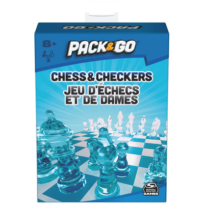 Pack & Go Chess & Checkers Board Game from Spin Master Games Portable 2-Player Games Chess Board Chess Set for Adults and Kids Ages 8 and up