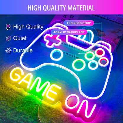 Basaneon Gamer Neon Sign Gamepad Shaped Led Neon Gaming Signs for Boys Room, Dimmable Led Game Controller Neon Sign USB Powered Colorful Led Gamer Sign Large Gamer Lights for Bedroom, Gamer Gift