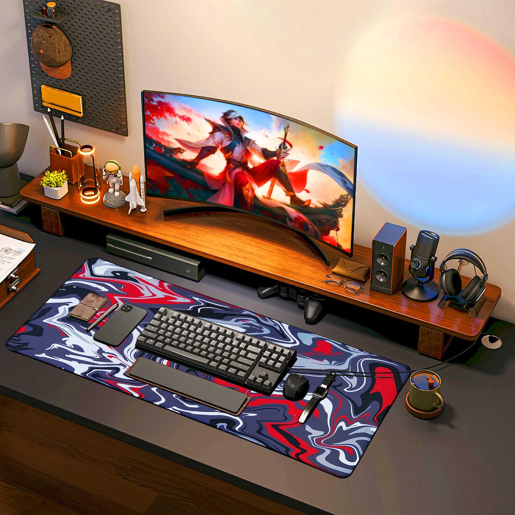 Large Gaming Mouse Pad,Gaming Mousepad,Large Mouse Pad for Desk, 31.5x11.8inch, XXL Desk Pad, Non-Slip Keyboard pad,Laptop Desk Pad,Water Proof Desk Writing Pad for Game,Office Home - amzGamess