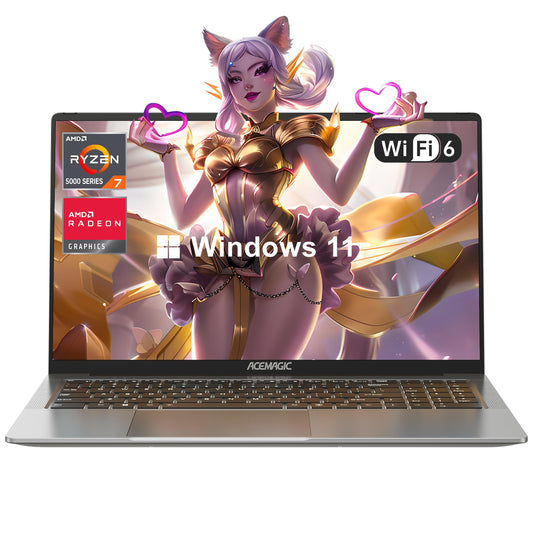 ACEMAGIC 2024 Newest Gaming Laptop with Backlit Keyboard, 16.1-inch FHD Display Laptop with AMD Ryzen 7 5700U Processor(8C/16T), 16GB RAM 512GB ROM Laptop Computer, Support WiFi 6, 53Wh Battery