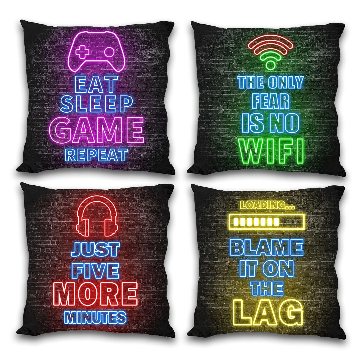 Undergo Gamer Gifts for Teenage Boys, Neon Gaming Throw Pillow Cases, Gaming Room Throw Pillow Cases Decoration Set of 4, Gaming Gifts for Men Boyfriends, 18 × 18 Inch - amzGamess