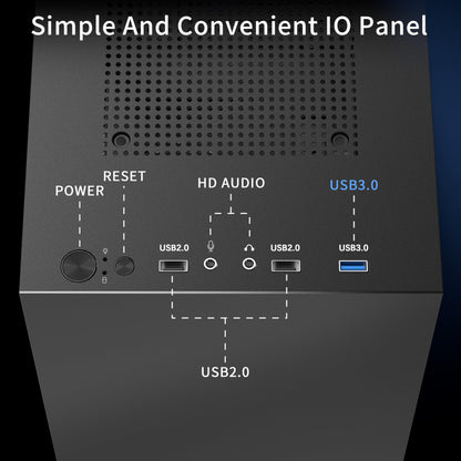 MOROVOL ATX PC Case, Tempered Glass Gaming PC Case, Integrated Panel Design ATX Case, Pre-Install 1x120MM Fan, Computer Case with USB 3.0, Black,625V