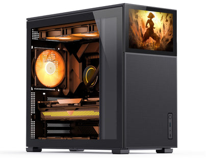 JONSBO D41 MESH SC Black ATX Computer Case with Screen, ATX Motherboard PC Case/Support RTX 4090(335-400mm) GPU 360/280AIO,Power ATX/SFX: 100mm-220mm Multiple Tool-Free Design,Black