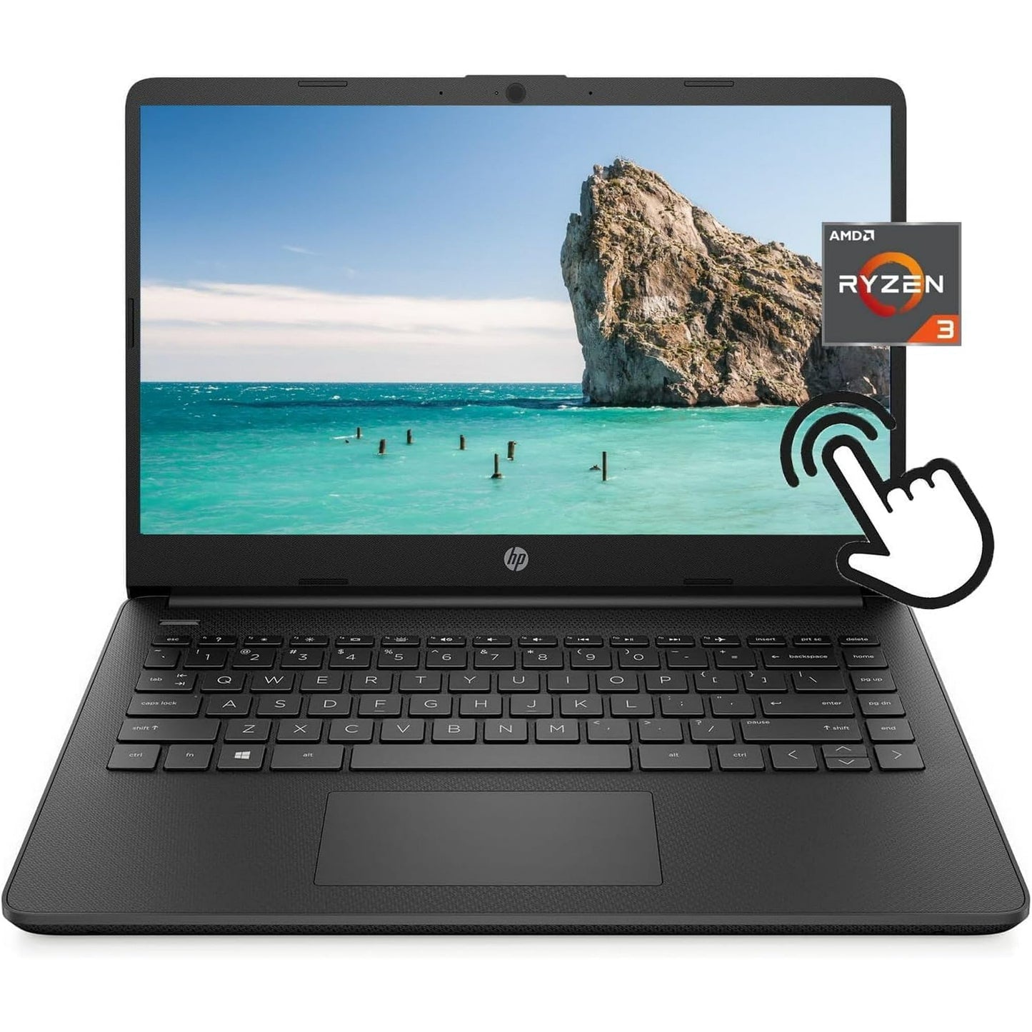 HP 14" HD Touchscreen Laptop | AMD Ryzen 3 5300U(Beat i5-1135G7) | AMD Radeon Graphics | HDMI 1.4 | Black | 16GB RAM | 256GB SSD | Windows 11 Home | Bundle with Stylus Pen