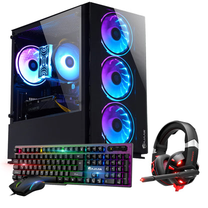 HAJAAN Gaming PC Desktop Tower - Intel i7 Quad Core Processor Upto 4.0GHz - 32GB DDR4 RAM 1TB SSD - GeForce GTX 1660 Super GDDR6 6GB - RGB Keyboard Mouse - WiFi Ready - Windows 10 Pro