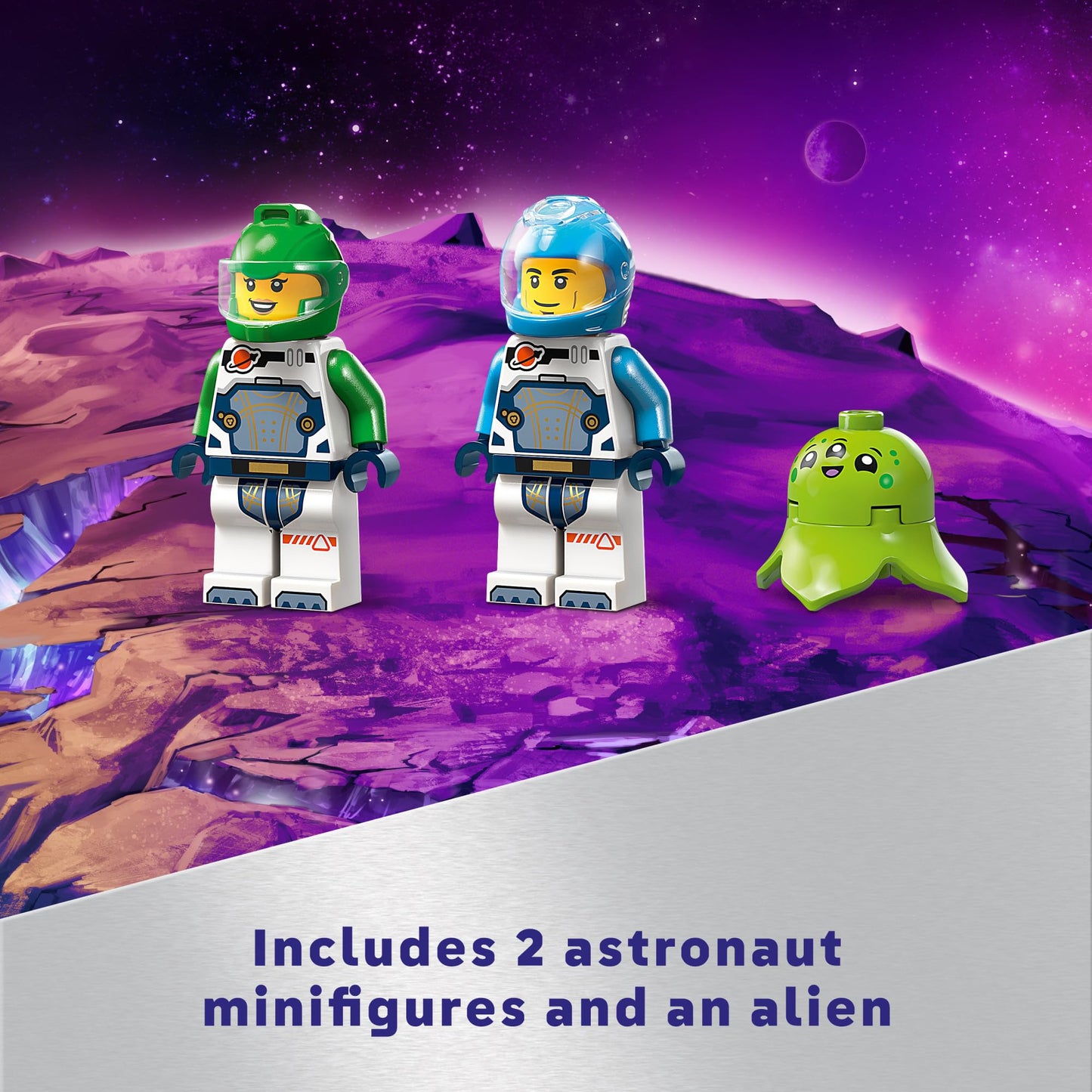 LEGO City Spaceship and Asteroid Discovery Toy Building Set, Gift for Kids Ages 4 Years Old and Up who Love Pretend Play, Includes 2 Space Crew Minifigures, Alien, Crystals, and Crane Toy, 60429