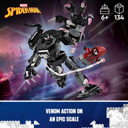 LEGO Marvel Venom Mech Armor vs. Miles Morales, Posable Action for Kids, Marvel Building Set with Minifigures, Travel Toy, Super Hero Battle Gift for Boys and Girls Aged 6 and Up, 76276