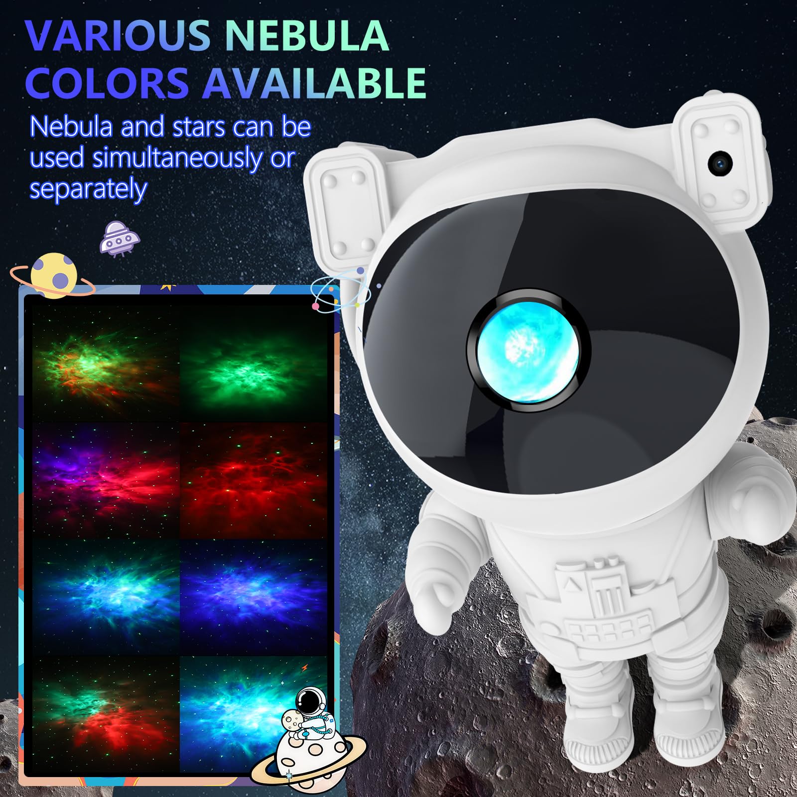Astronaut Star Projector Galaxy Light with Timer and Remote Control, 360° Adjustable Starry Night Light Projector for Baby/Kids/Adults/Bedroom/Party/Home Decor/Game Room (White) - amzGamess