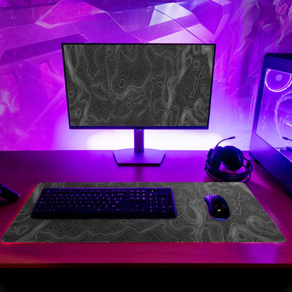Topographic Contour Extended Big Mouse Pad Large,Gaming Mouse Pad Desk Pad,27.6x11.8 Inch Long Computer Keyboard Mouse Mat Mousepad with 3mm Non-Slip Base and Stitched Edge for Gaming and Office - amzGamess