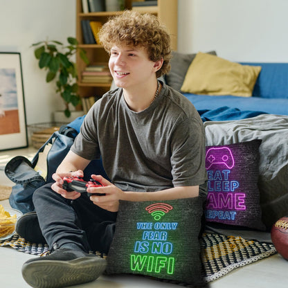 Undergo Gamer Gifts for Teenage Boys, Neon Gaming Throw Pillow Cases, Gaming Room Throw Pillow Cases Decoration Set of 4, Gaming Gifts for Men Boyfriends, 18 × 18 Inch - amzGamess