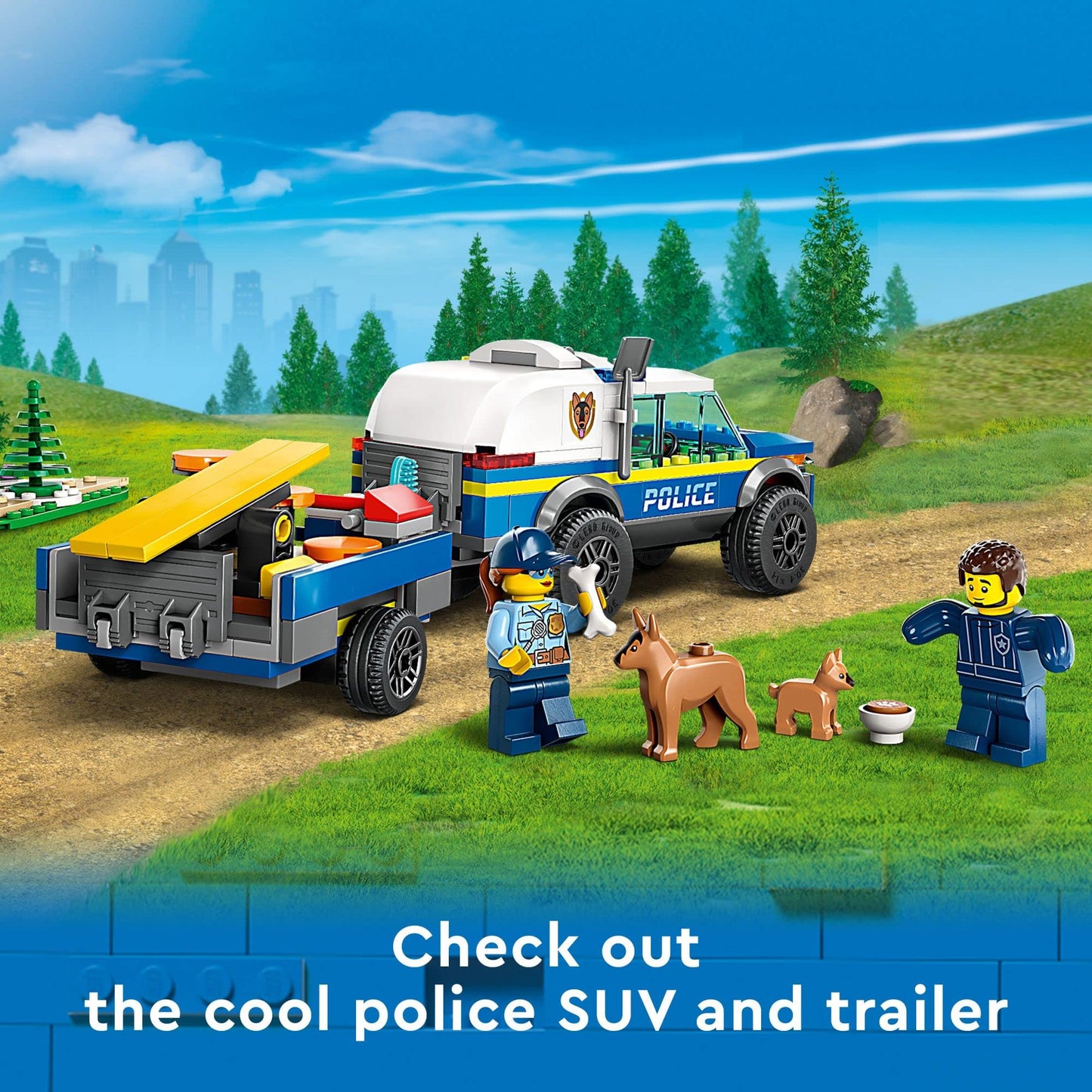 LEGO City Mobile Police Dog Training 60369, SUV Toy Car with Trailer, Obstacle Course and Puppy Figures, Animal Playset for Boys and Girls Ages 5 Plus