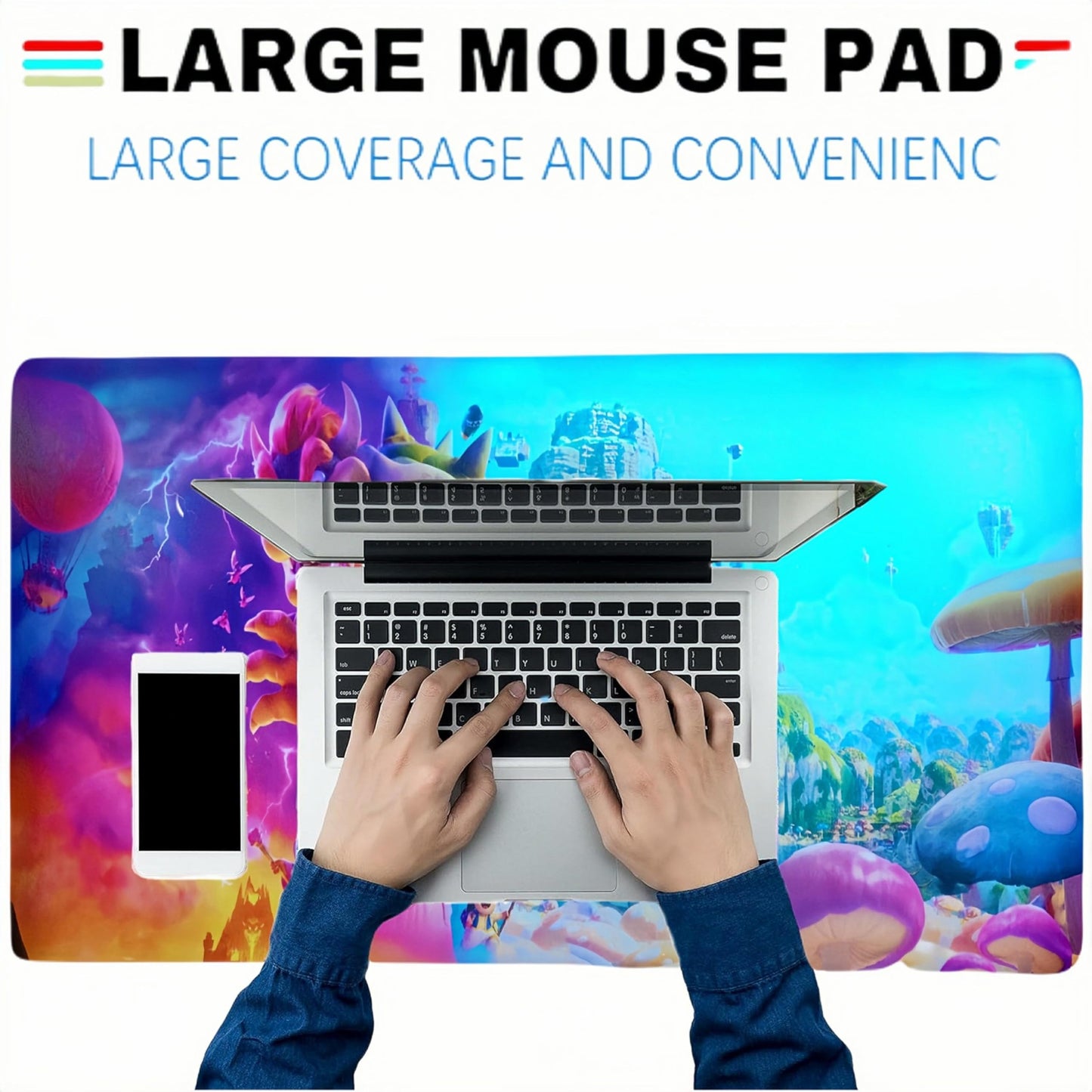 Mario Gaming Mouse Pad，Large Mouse Pad，Computer Keyboard Desk Mat with Non-Slip Rubber Base，Waterproof Mouse Pad for Office & Home & Gaming Room, Size 27.16x11.8x0.12 Inches - amzGamess