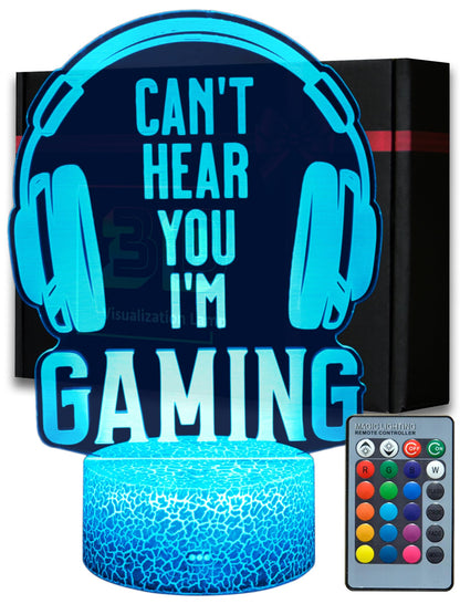ARERG Can't Hear You I'm Gaming Night Light, 3D Illusion Gaming Lights 16 Colors Changeable with Remote Control, Game Room Decor for Boys, USB Powered Gamer Gifts for Teens Kids