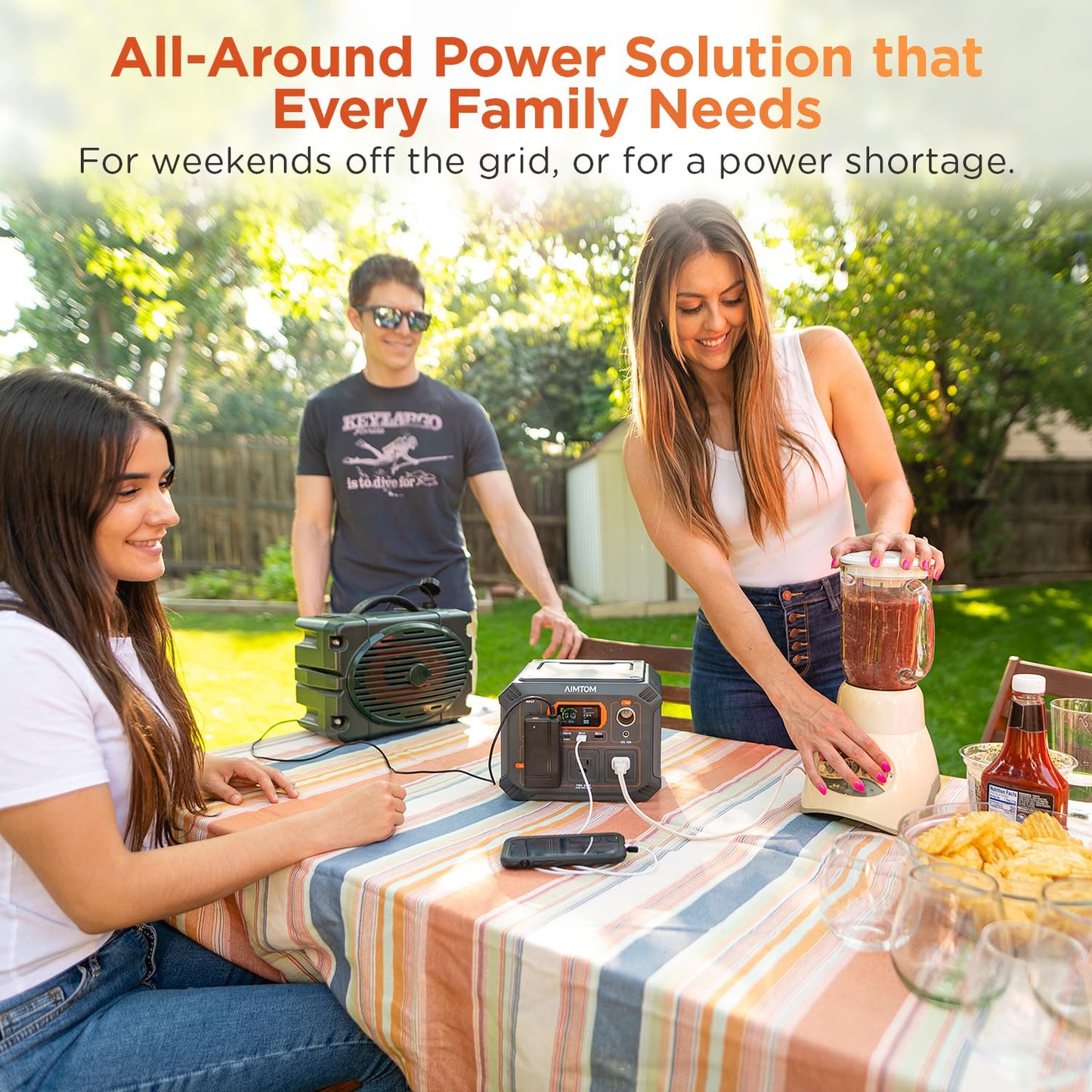 Portable Power Station Rebel400, 3x 440W (800W Surge) AC Outlets, 4-Mode LED, USB, DC, Type-C, 296Wh Lithium Battery Solar Generator (Solar Panel Optional) for Camping, Power Outage, Home Backup