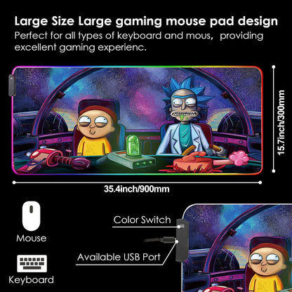 Bimormat RGB Mouse Pad LED Light Gaming Mouse Pad with Rubber Base Colorful Computer Carpet Desk Mat for PC Laptop (35.4 * 15.7 inch) (90x40rgfeidie) - amzGamess