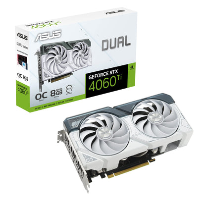 ASUS Dual GeForce RTX™ 4060 Ti White OC Edition 8GB GDDR6 (PCIe 4.0, 8GB GDDR6, DLSS 3, HDMI 2.1, DisplayPort 1.4a, Axial-tech Fan Design, 0dB Technology, and More) - amzGamess