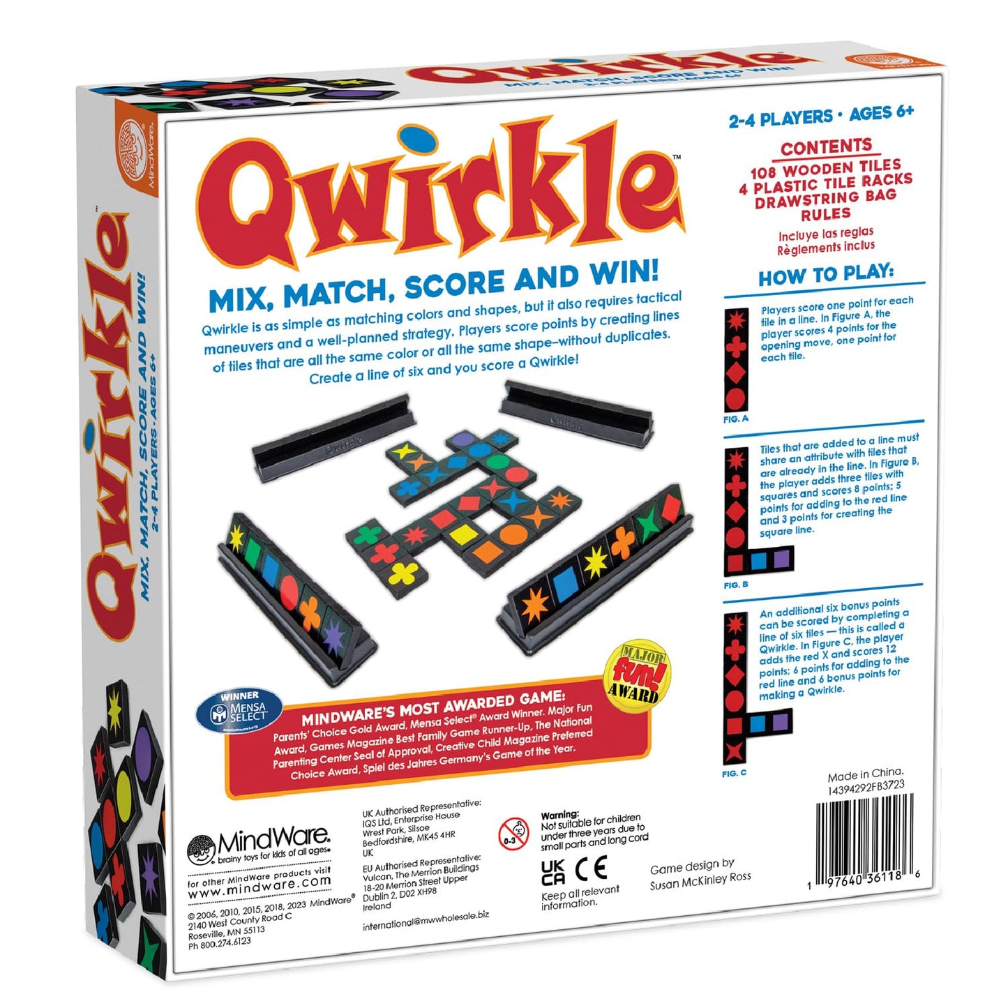 MindWare Qwirkle Board Game, Deluxe Edition - Includes Trays