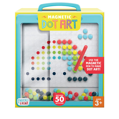 Chuckle & Roar - Magnetic Dot Art Designer - Kids Color by Number Toy - Mess Free Stencil Art for preschoolers - Magnetic Pen and Stencils Included