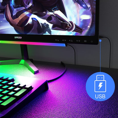 ABCidy Under Monitor Light Bar, RGB Screenbar Light Desk Lamp Computer, Dimmable LED with Dynamic Rainbow Effect, Gaming USB Powered, Remote Control Color Changing, Adjustable Brightness and Speed