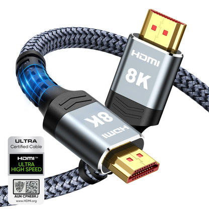 Highwings 8K 10K HDMI Cable 48Gbps 6.6FT/2M, Certified Ultra High Speed HDMI® Cable Braided Cord-4K@120Hz 8K@60Hz, DTS:X, HDCP 2.2 & 2.3, HDR 10 Compatible with Roku TV/PS5/HDTV/Blu-ray - amzGamess