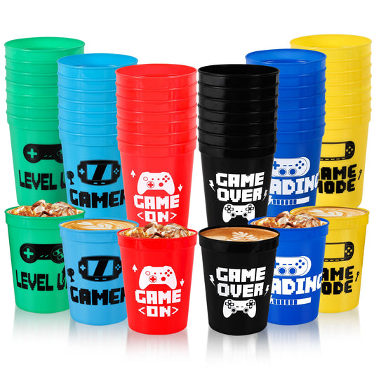 Erweicet 24pcs Video Game Party Supplies 16oz Video Game Cups for Gaming Party Favors - amzGamess
