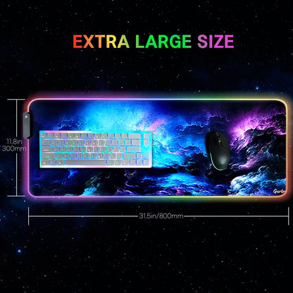Gerlos RGB Large Gaming Mouse Pad, Extended Soft LED Mouse Pad, Non-Slip Rubber Base, Water Resist Keyboard Pad, Computer Mousepad 31.5×11.8 inches - amzGamess