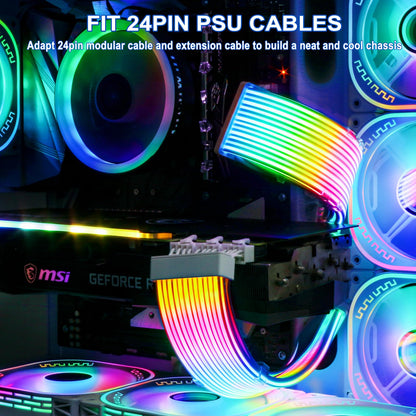 Sirlyr PC RGB Strips,Addressable ARGB Strip Compatible 24Pin Motherboard Extension Cable PSU Cables,5V3Pin SYNC for Computer Cases Build 8In