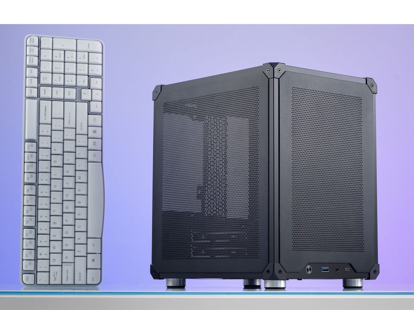 JONSBO C6 Black Mini MATX Mesh Case,Simple Compact Desktop Micro ATX Chassis,Upper Cover/Side Panel Tool-Free Open pc case, ATX Power Bite (L185mm Max.),Support 75mm CPU Cooler,GPU200-255mm