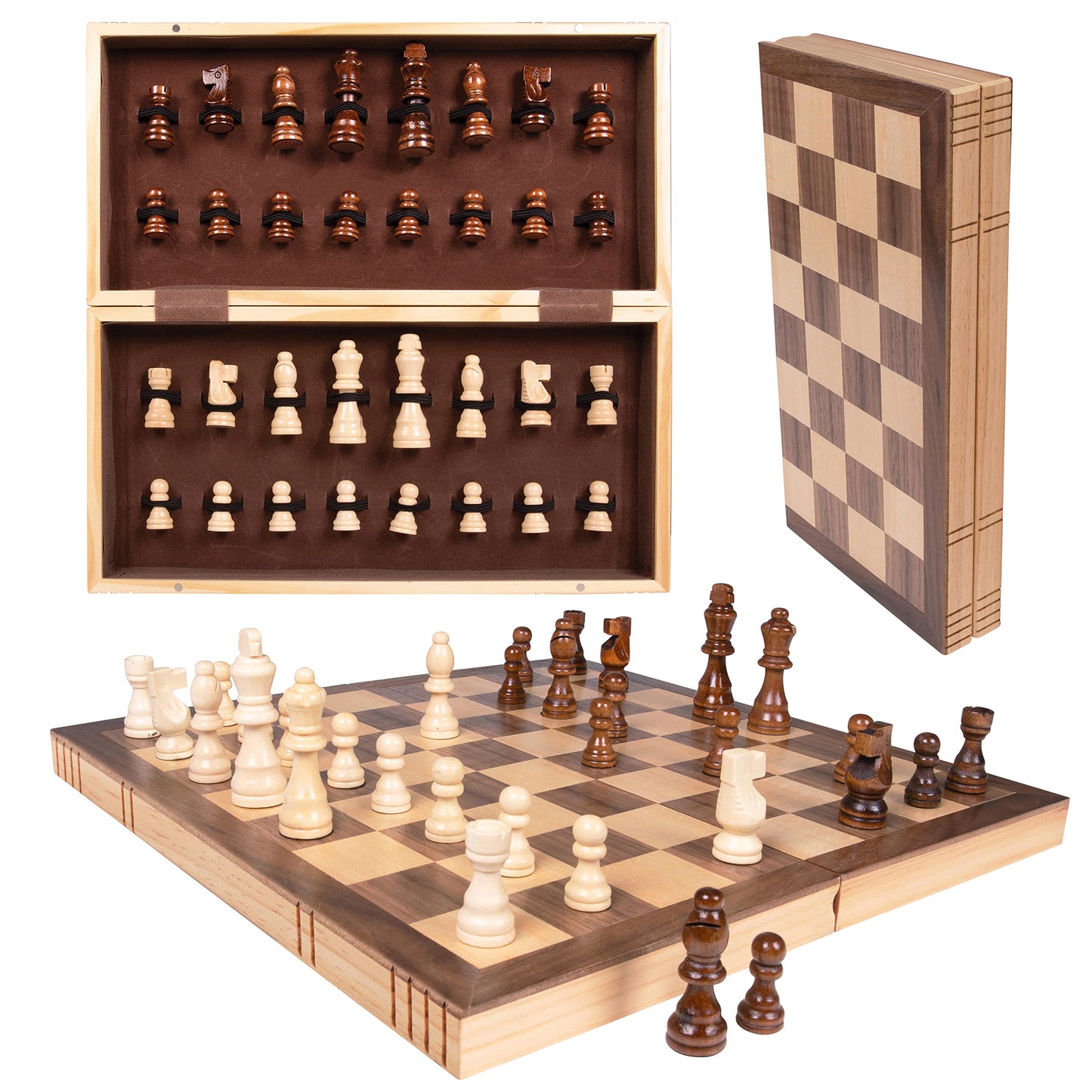 Premium Chess Set - Wooden Board Game with a Portable Wood Case and Secure Storage for Pieces, Set for Kids and Adults 11.5 inches