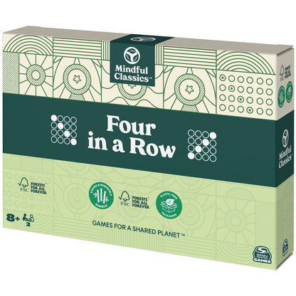 Mindful Classics, Four in a Row Family Board Game with Bamboo and Recycled Plastic Earth Day Eco-Friendly Products, for Adults and Kids Ages 8 and up - amzGamess