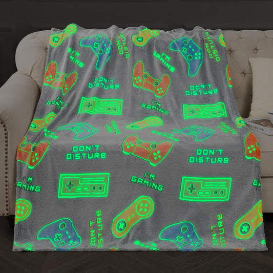 Gaming Blanket Toys Gifts for Boys - Christmas Easter Valentine's Day Birthday Glow in The Dark Gamer Controller Throw Decor Presents Teen Kids Age 8 9 10 11 12 13 14 15 16 Year Old Boy 50"x60" - amzGamess