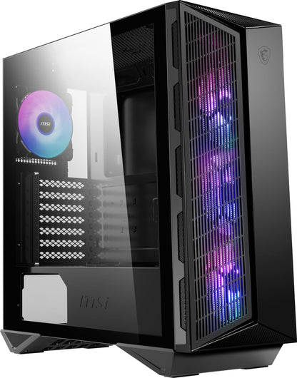 MSI MPG GUNGNIR 111R Mid Tower Gaming PC Case - Black, 4 x 120mm ARGB Fans, USB 3.2 Gen2x2 Type-C, Tempered Glass Panel, Magnetic Dust Filter, Mystic Light RGB, ATX, m-ATX, Mini-ITX