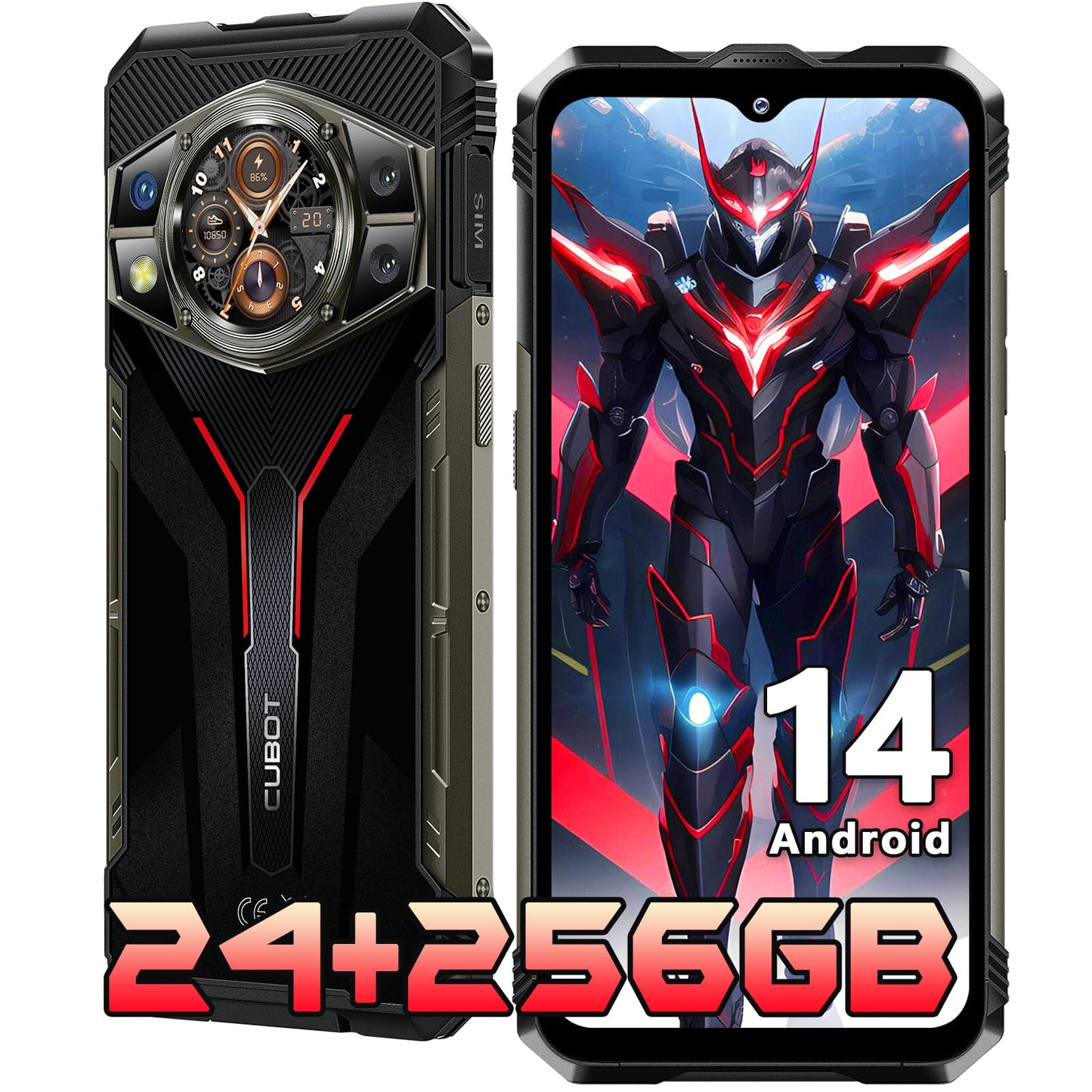 CUBOT KingKong AX 2024 Rugged Phone Unlocked-Android 14/ MTK G99/ 24GB RAM+256GB ROM Dual SIM Smartphone/ 6.58" &1.32" Dual Screen/100MP Rugged Smartphone/ IP68 IP69K Waterproof Cell Phone/33W/GPS/NFC