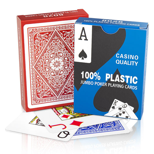 ARTISHION 100% Plastic Cards, 2 Pack - Professional, Waterproof, Flexible & Easy Shuffle Poker Deck, Jumbo Index, Poker Size Multiple Games - amzGamess