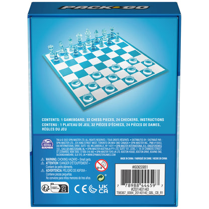 Pack & Go Chess & Checkers Board Game from Spin Master Games Portable 2-Player Games Chess Board Chess Set for Adults and Kids Ages 8 and up