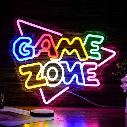Game Zone Neon Sign LED Colorful Neon Light for Wall Decor Dimmable USB Neon Lights for Game Room Game Party Decor Bedroom Man Cave Boys Gift（15.4’’X12.6’’）