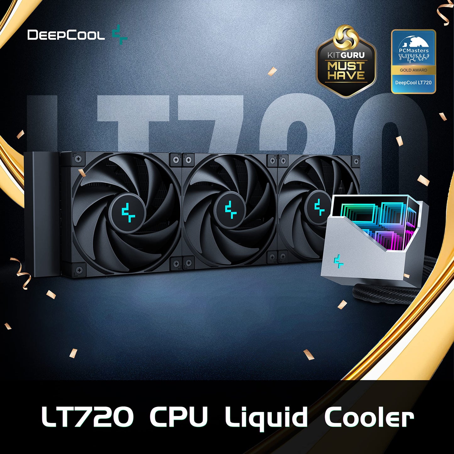 DeepCool LT720 360mm AIO 4th Gen Dual-Chamber Pump 3100RPM Multidimensional Infinity Mirror ARGB 300w TDP Anti-Leak Tech Liquid CPU Cooler 360mm for LGA 1700/1200/1151/1150/1155 AM5/AM4