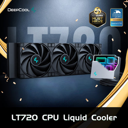 DeepCool LT720 360mm AIO 4th Gen Dual-Chamber Pump 3100RPM Multidimensional Infinity Mirror ARGB 300w TDP Anti-Leak Tech Liquid CPU Cooler 360mm for LGA 1700/1200/1151/1150/1155 AM5/AM4