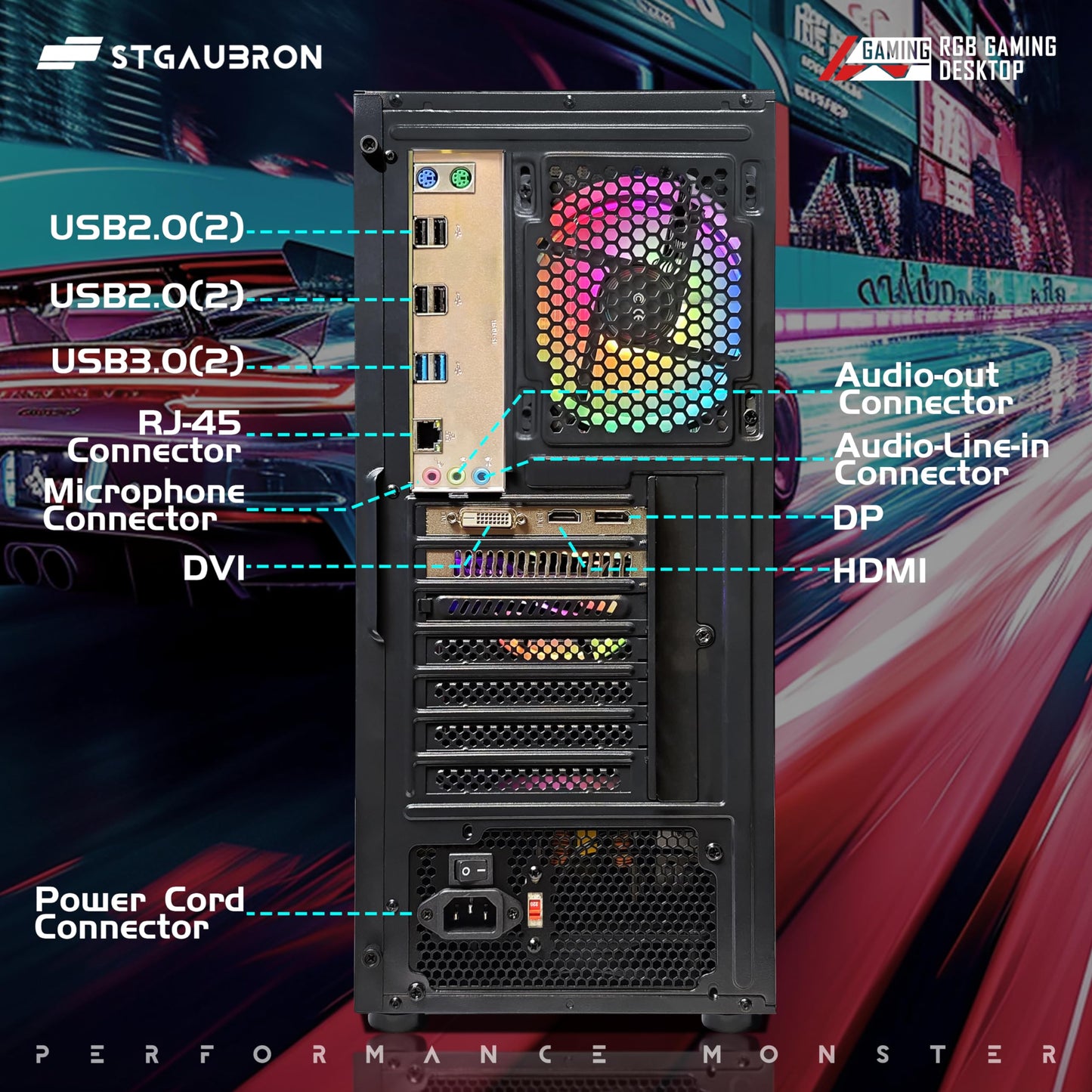 STGAubron-Gaming PC Computer Desktop-RX 550 4GB-Intel i7 Xeon E5 2.8GHz-16GB RAM-512GB SSD WiFi BT-5.0,W10H64, RGB Fanx4, RGB Keyboard & Mouse & Mouse Pad-Gaming Computer Tower-for Gamer,Streaming