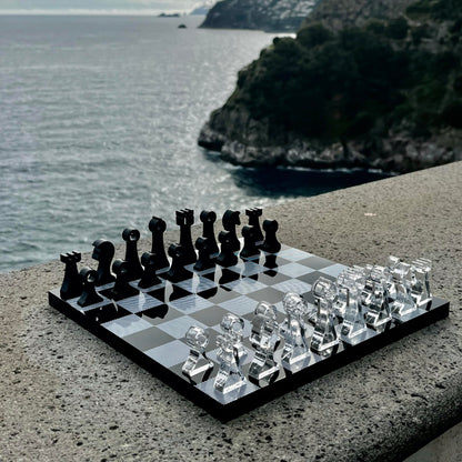 Luxury Travel Chess Set | 10" Portable Chess Set with Storage | Portable Chess Game Set for Adults and Kids | Unique Chess Set | Lucite Chess Board and Pieces